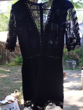 Sweet Summery Black Lace Romper Small